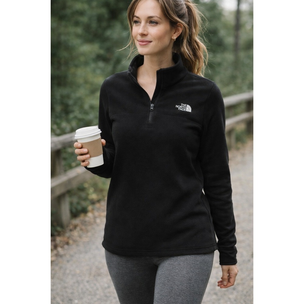 The North Face TKA Glacier 1/4 Zip Fleece Black Womens Small NWT